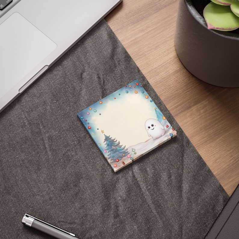 Spooky Cute Ghost Sticky Notes | Christmas Ghost Stationary | Spooky Cute Spirit | 3x3 sticky note | Memo Pad | Holiday Desk Accessories afbeelding 3
