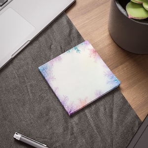 Snowflake Sticky Notes | Pastel Christmas Memo Pad | Pastel Snowflake border | Desk Accessories | Winter Office Supplies