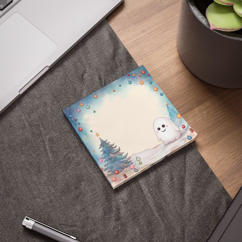 Spooky Cute Ghost Sticky Notes | Christmas Ghost Stationary | Spooky Cute Spirit | 3x3 sticky note | Memo Pad | Holiday Desk Accessories afbeelding 1