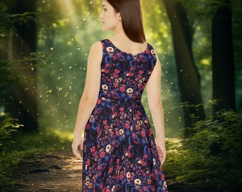 Gothic Skater Dress | Tropical Skull | Halloween Dress | Day of the Dead | Witchy Alternative Clothing | Women's Skater Style
