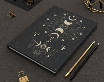 Celestial Journal Hardcover | Grimoire | Witchy Witch Stuff Dream | Spiritual Astrology Zodiac | Hardcover Journal Lined | Matte Finished