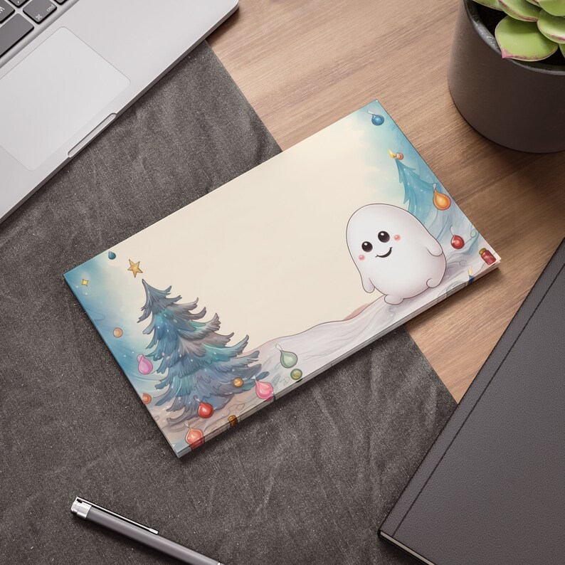 Spooky Cute Ghost Sticky Notes | Christmas Ghost Stationary | Spooky Cute Spirit | 3x3 sticky note | Memo Pad | Holiday Desk Accessories afbeelding 4