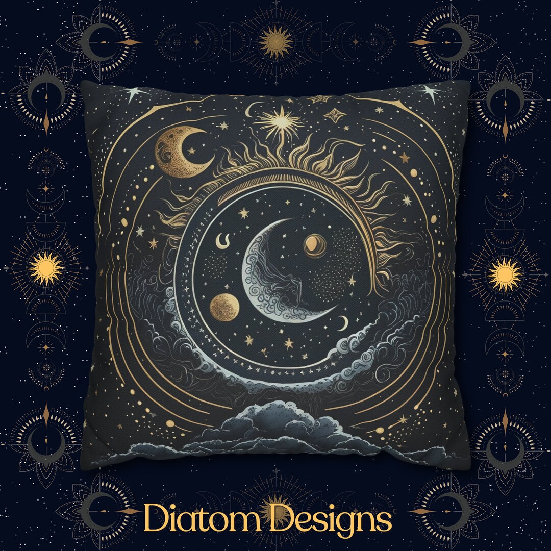 Sun and Moon Decor Celestial Square Throw Pillow Celestial Moon Decor Witchy Home Decor Mystical