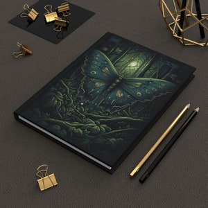 Luna Moth and Moon | Hardcover Journal Matte | Moth Aesthetic Journal | Nature Lover Witchy Vibes