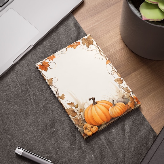 Pumpkin Sticky Note Pad | Cute Fall Decor | Halloween Office Stationary | 4” by 6” Post-it® Notes