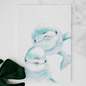 Béluga. Beluga whale. Art Print. Affichette. Carte de souhaits.
