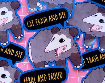 Screaming Opossum Sticker, Funny Possum Vinyl Decal, Weird Animal Sticker, Opossum Lover Gift