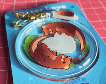 Otter Acrylic Charm, Kawaii Sea Otter Keychain, Cute Animal Accessory