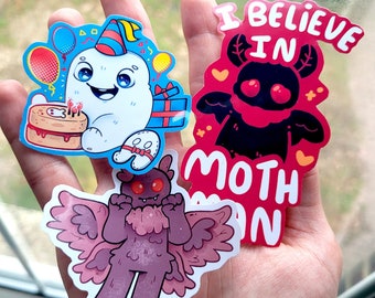 Mothman Nightcrawler Cryptid Stickers ! / Waterproof / Cryptozoology Vinyl Stickers for Scrapbooking, Bullet Journal, Diary
