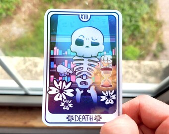 Death Tarot Sticker, Witchy Vinyl Decal, Gothic Tarot Art, Occult Gift