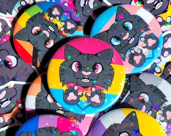 Furry Pride Badge, Holographic LGBTQ+ Button Pin, Furry Flag Accessory