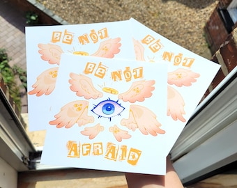 Bijbelse engel 5x5 miniprint! /Wees niet bang print voor Angelcore-liefhebbers