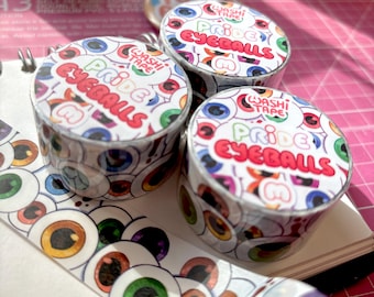 Pride Eyeballs Washi Tape!! - Kleurrijke decoratieve tape voor scrapbooking, Bullet Journal, dagboek