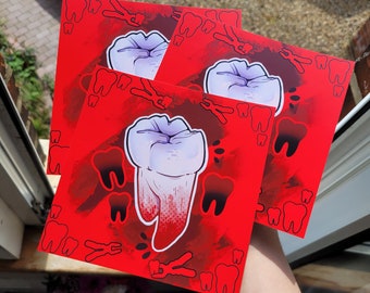 Gore tanden 5x5 miniprint! / Horrorprint voor Fleshcore-liefhebbers