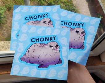 Chonky Seal 5x5 Mini Print!  / Chubby Seal Print for Seal Lovers