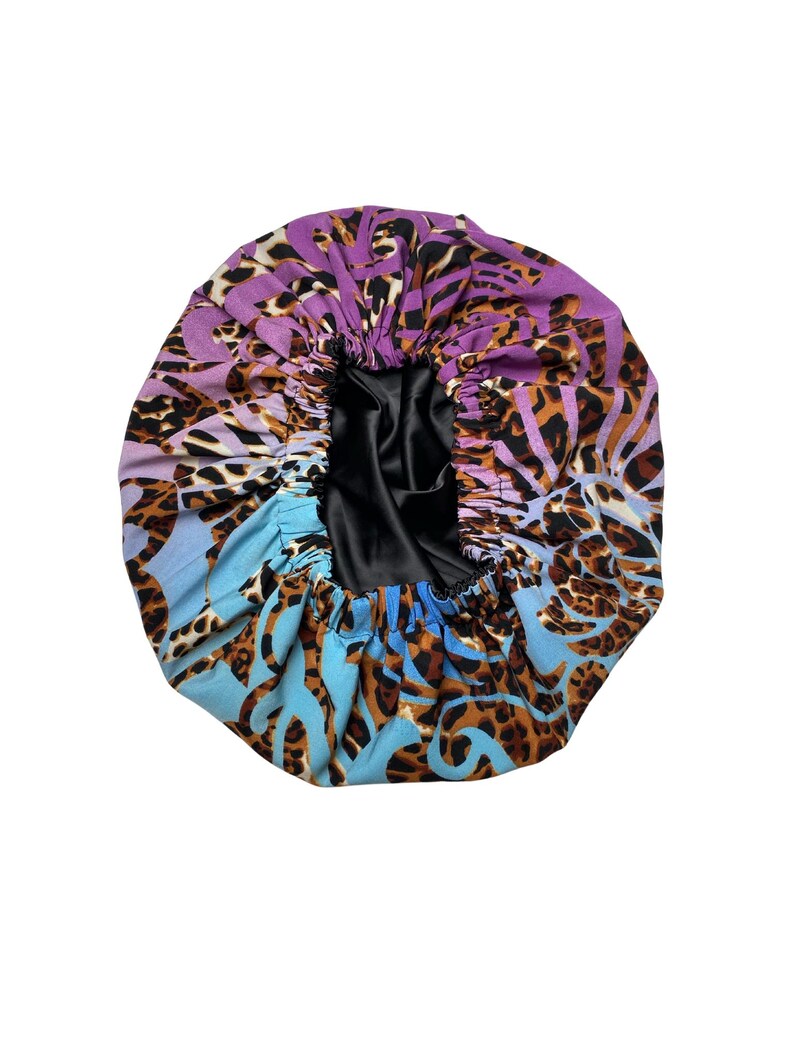 Colorful Printed Satin Bonnet for All Hair Types. 2 in 1 Satin Bonnet ...
