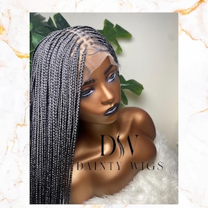 extra small Knotless braided wig - color - 1B - black - Premium Braided wigs for black women
