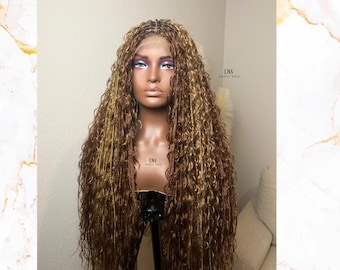 PREVENTA Peluca de trenzas sin nudos estilo boho - peluca trenzada sin nudos estilo boho - lista para enviar