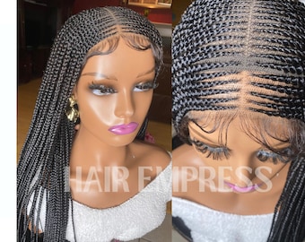 Gorgeous middle part feed in - Ghana weaving - braided wig- waist length- 1B