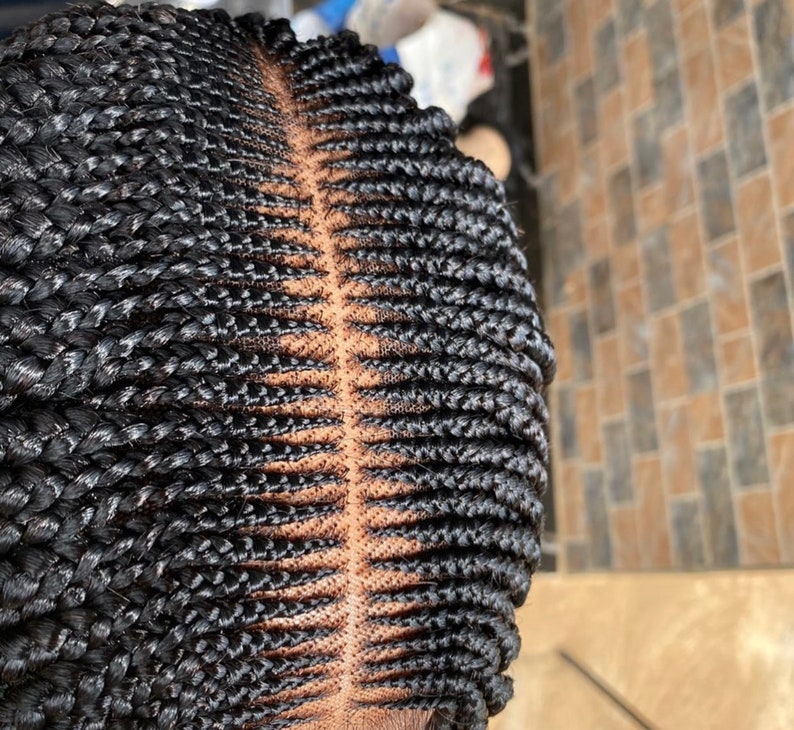 Braided Wig Ghana Weaving Hand Braided Waist Length Etsy