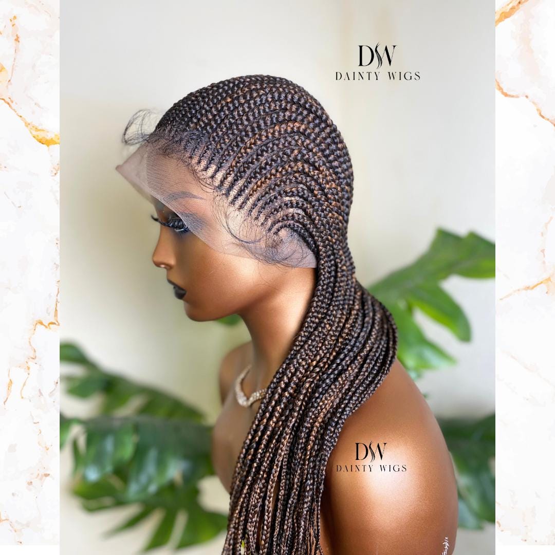 PRE ORDER Full Lace Cornrows Braided Wig for Black People - Lightweight ...