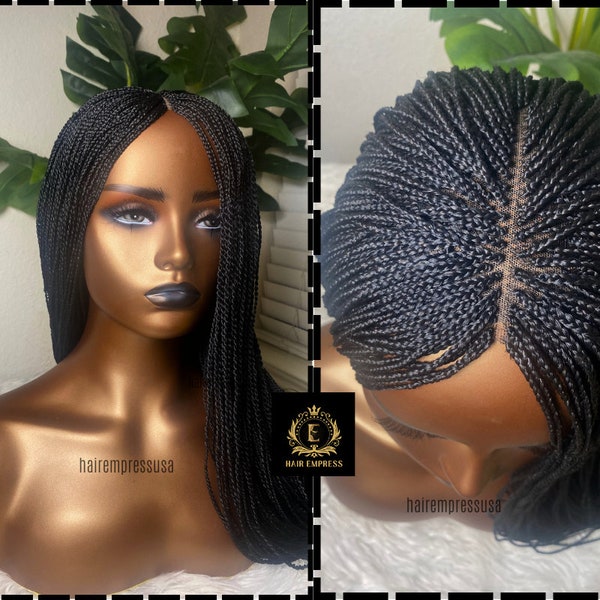 Micro senegalese twist wig with deep middle part - Glueless Black senegalese twist braid wig - waist Length - ready to ship