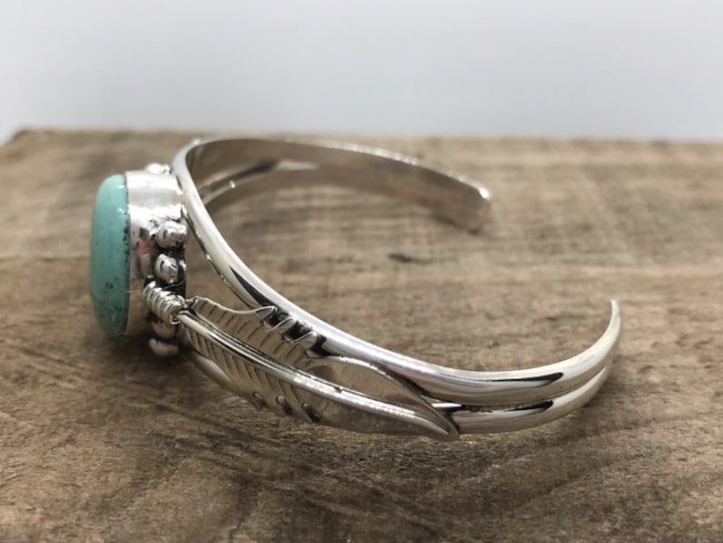 Sterling Silver Turquoise Feather Bracelet