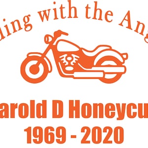 Motorcycle Memorial Decal, Riding with the Angels, In Memory of Sticker, Biker Memorial , Celebration of Life -46 Colors ~ Free Shipping