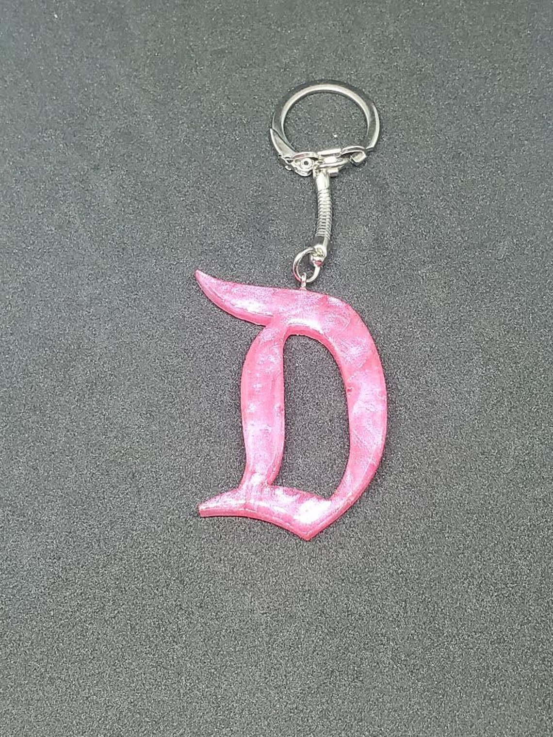 Pink Letter D Keychain Pink D Keychain Letter Keychains Etsy