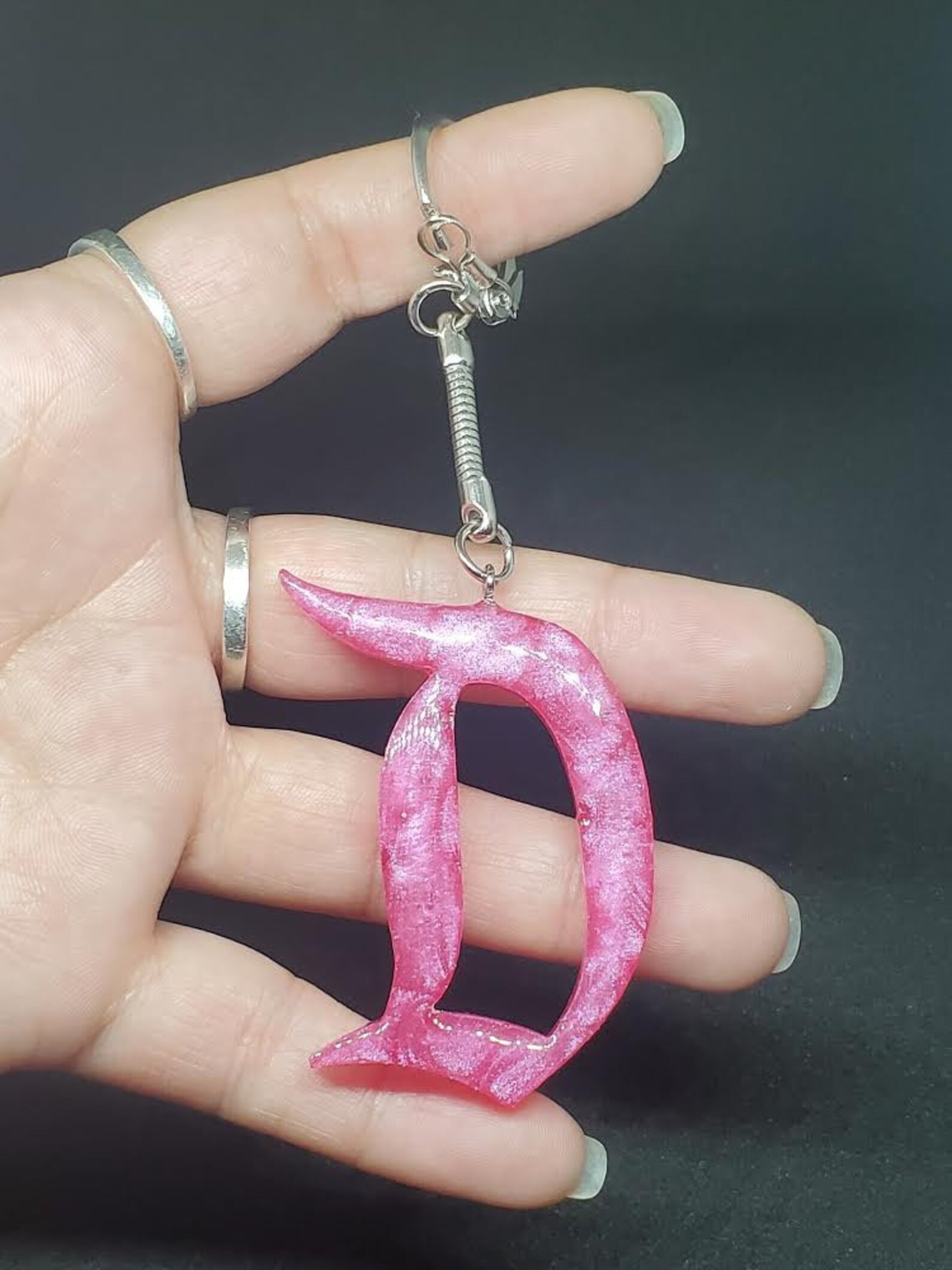 Pink Letter D Keychain Pink D Keychain Letter Keychains Etsy
