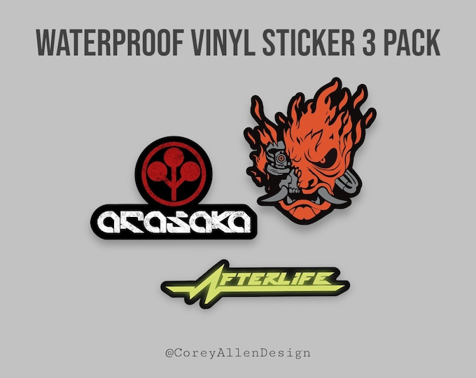 Cyberpunk 2077 3 Pack Waterproof Vinyl Stickers | Afterlife Sticker ...
