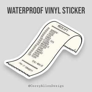 55 Burgers 55 Fries 55 Tacos Receipt Waterproof Vinyl Sticker ITYSL