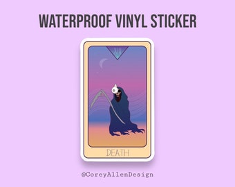 Midnight Gospel Death Tarot Card Waterproof Vinyl Sticker | Midnight Gospel Sticker | Tarot Sticker
