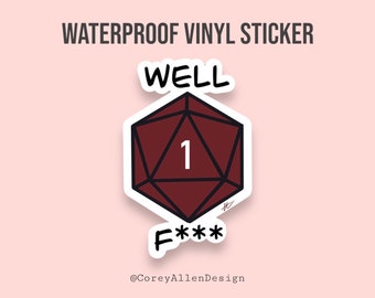 Critical Fail Waterproof Vinyl Sticker | d20 Crit Sticker | D&D Sticker | RPG Sticker | Tabletop RPG Sticker | Dice Sticker