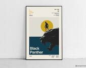 BLACK PANTHER - Vintage inspired Art - Chadwick Boseman - midcentury mid century movie poster - Minimalist- Marvel - Free Shipping