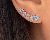 Turquoise Gold ear climber, Dainty ear climbers, Elegant ear climber, Minimal ear climber, Ear jackets, Gold ear cuff, Gold earrings,