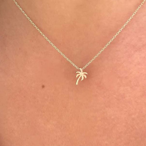 Gold Palm Tree Necklace Dainty Necklace 