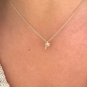 Gold Palm Tree Necklace, Dainty Necklace, Mini Charm Gold Necklace, Gold Necklace, California Necklace, Beach jewelry, demi-fine jewelry