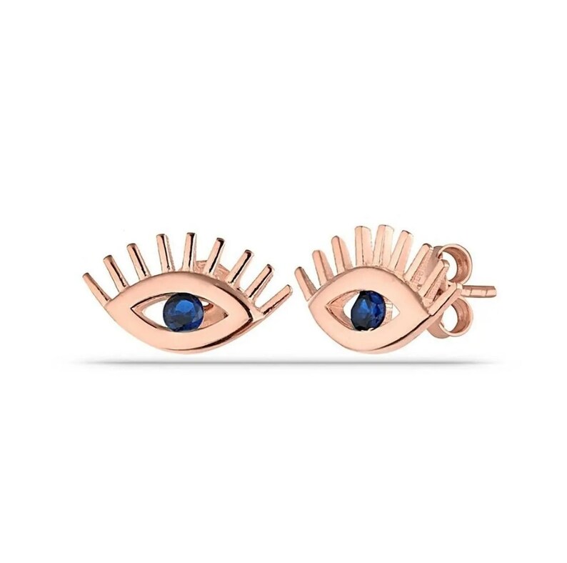Tiny Evil Eye Stud Earrings CZ Dainty Earrings Eye Silver Etsy