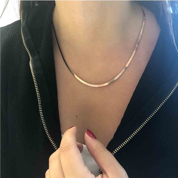 Flat Herringbone Chain Sterling Silver 