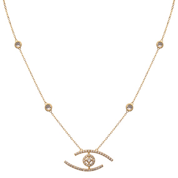 Buy Two Line Eye Necklace Gold Charm Necklace Evil Eye Pendant Online in  India 