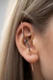 Rainbow CZ Ear Pin Earring, Edgy Pin Hook Ear Cuff, Modern Cane Ear Climber, Multicolor CZ & Rose Gold, Ear Bar Earrings, Demi-fine Jewelry 