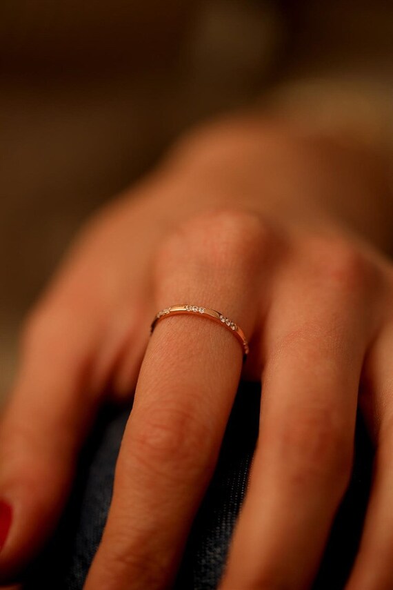 Bague CZ d licate Bague empilable en or rose Taille 6 Bague de