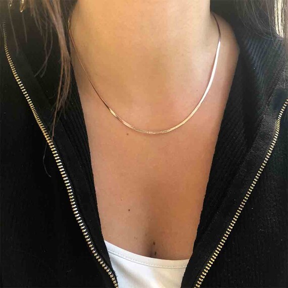 Thin Flat Herringbone Chain Sterling 