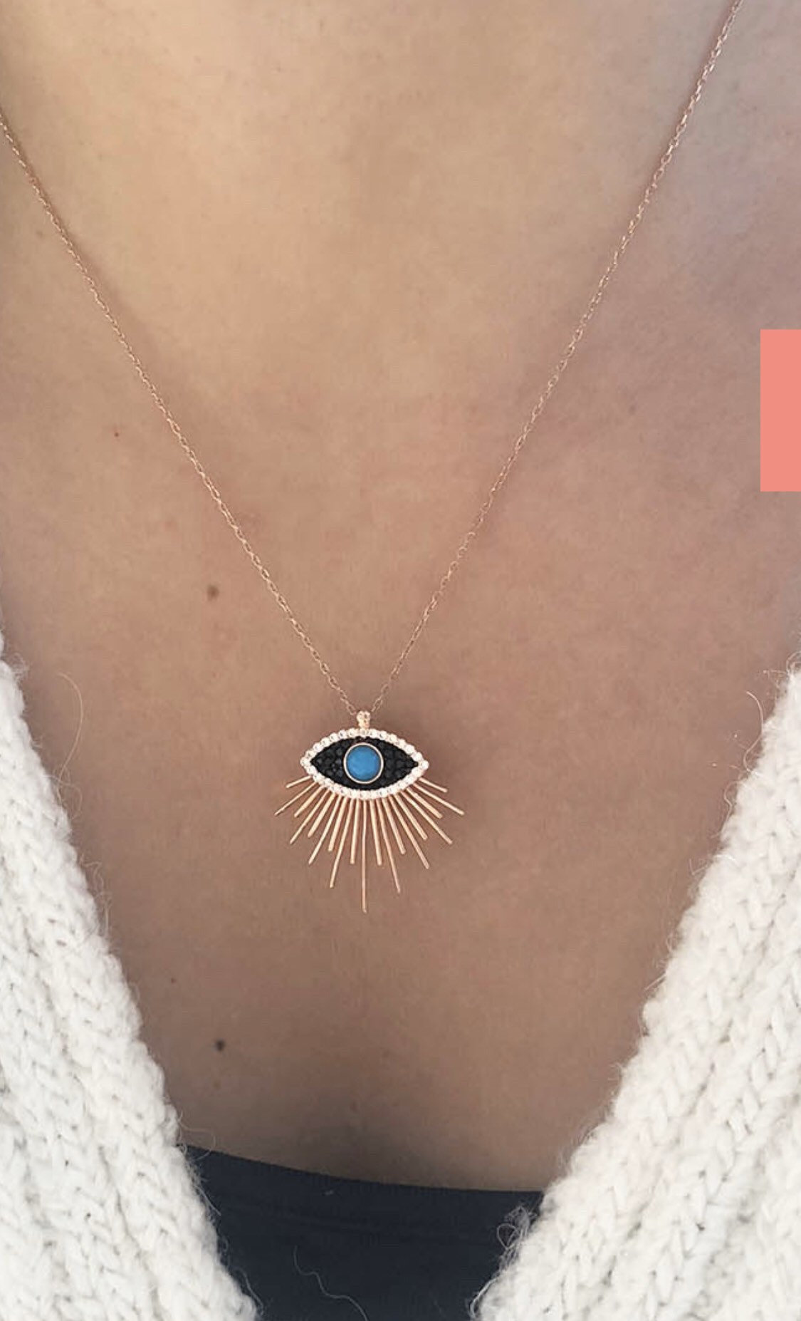 Evil Eye Necklace Rose Gold Charm 