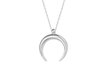 Gold Plated Sterling Silver Crescent Moon Necklace, Celestial Jewelry