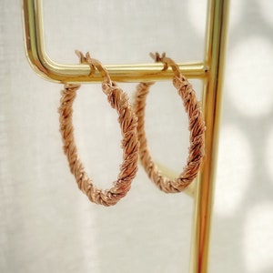 Large Silver Hoop Earrings, Gold Hoop Earrings, Rose Gold Huggie Earrings, 18k Gold Twist Hoop Earrings, Statement Earrings, Valentines Day