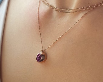 Rose Gold Pomegranate Necklace, Garnet Pendant, Sterling Silver