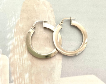 Gold Plated Sterling Silver Hoop Earrings, Minimalist Thick Hoops