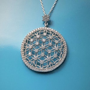 Collar con medallón de flor de la vida de plata, colgante grande de plata, collar de chakras de geometría sagrada, joyería bohemia, regalos de San Valentín para ella